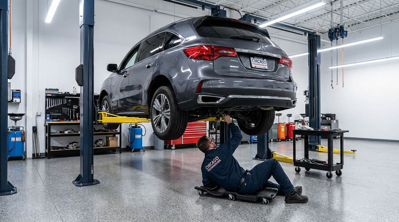 Honda vehicle on lift — Chicago Transmission
