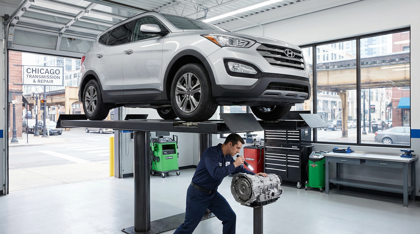 Car On Lift For Transmission Service — Chicago Transmission | Chicago IL