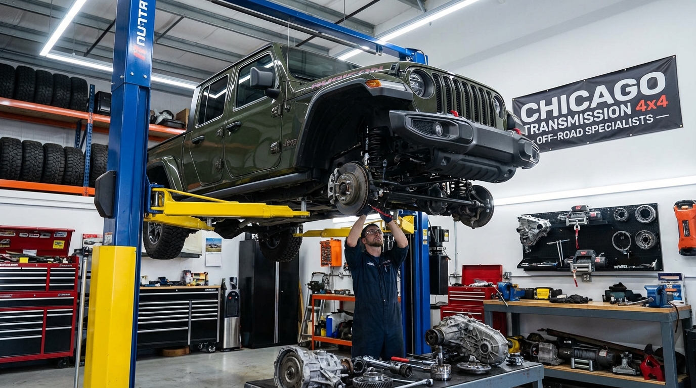 Car On Lift For Transmission Service — Chicago Transmission | Chicago IL