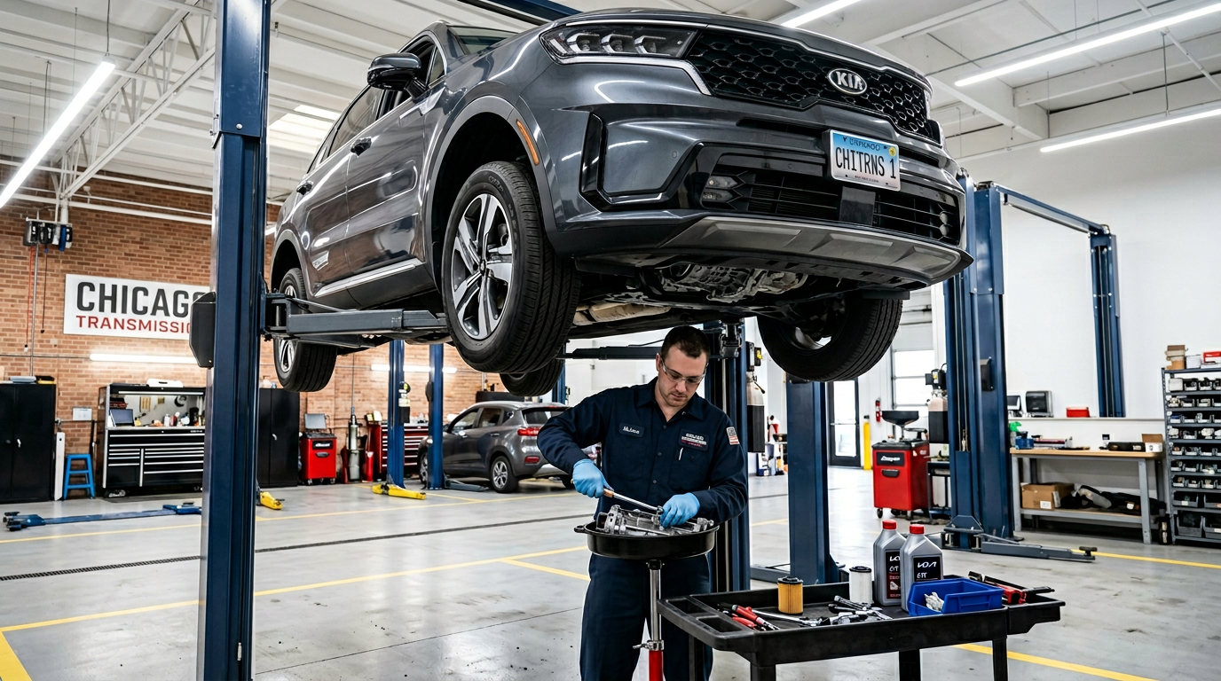 Car On Lift For Transmission Service — Chicago Transmission | Chicago IL