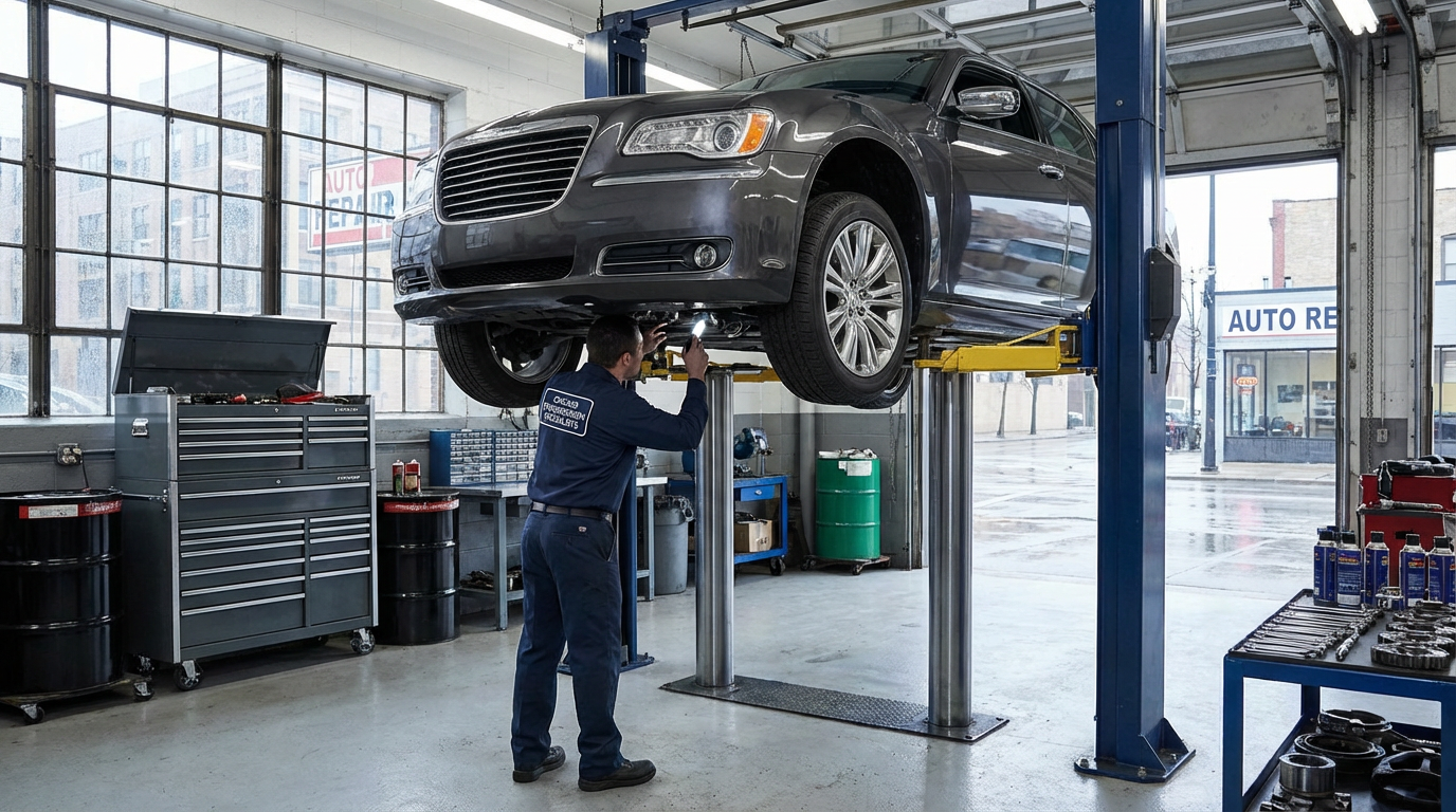 Car On Lift For Transmission Service — Chicago Transmission | Chicago IL