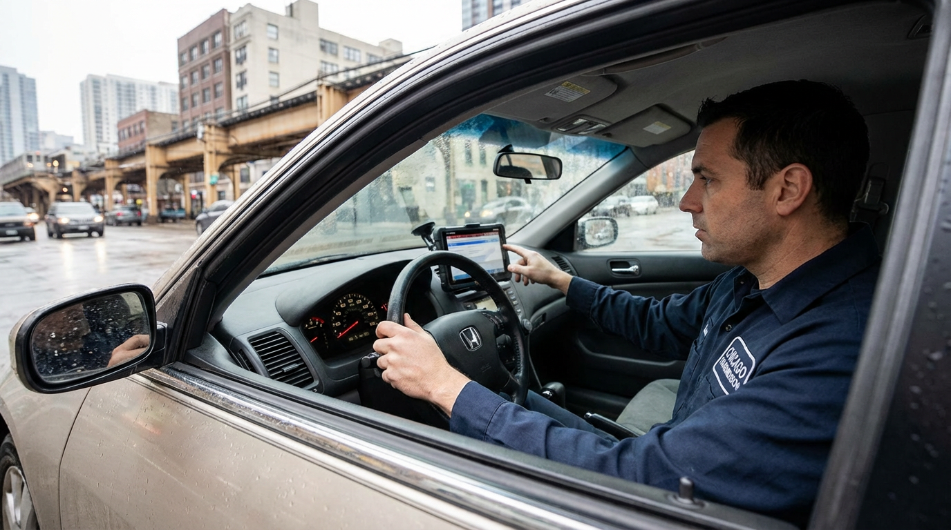 Car On Lift For Transmission Service — Chicago Transmission | Chicago IL