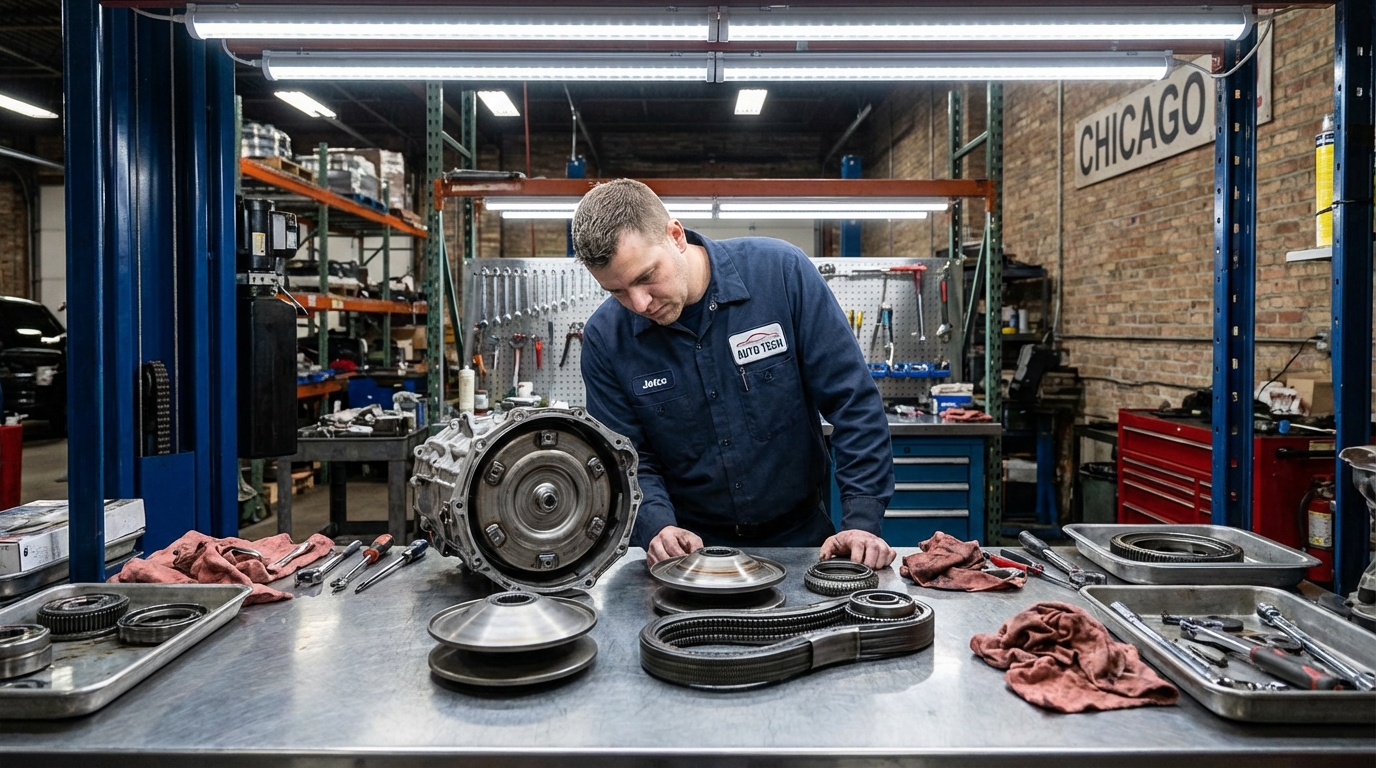 RE0F08A/B Transmission Repair Chicago CVT Belt, Pulley & Valve Body Diagnosis service photo at Chicago Transmission