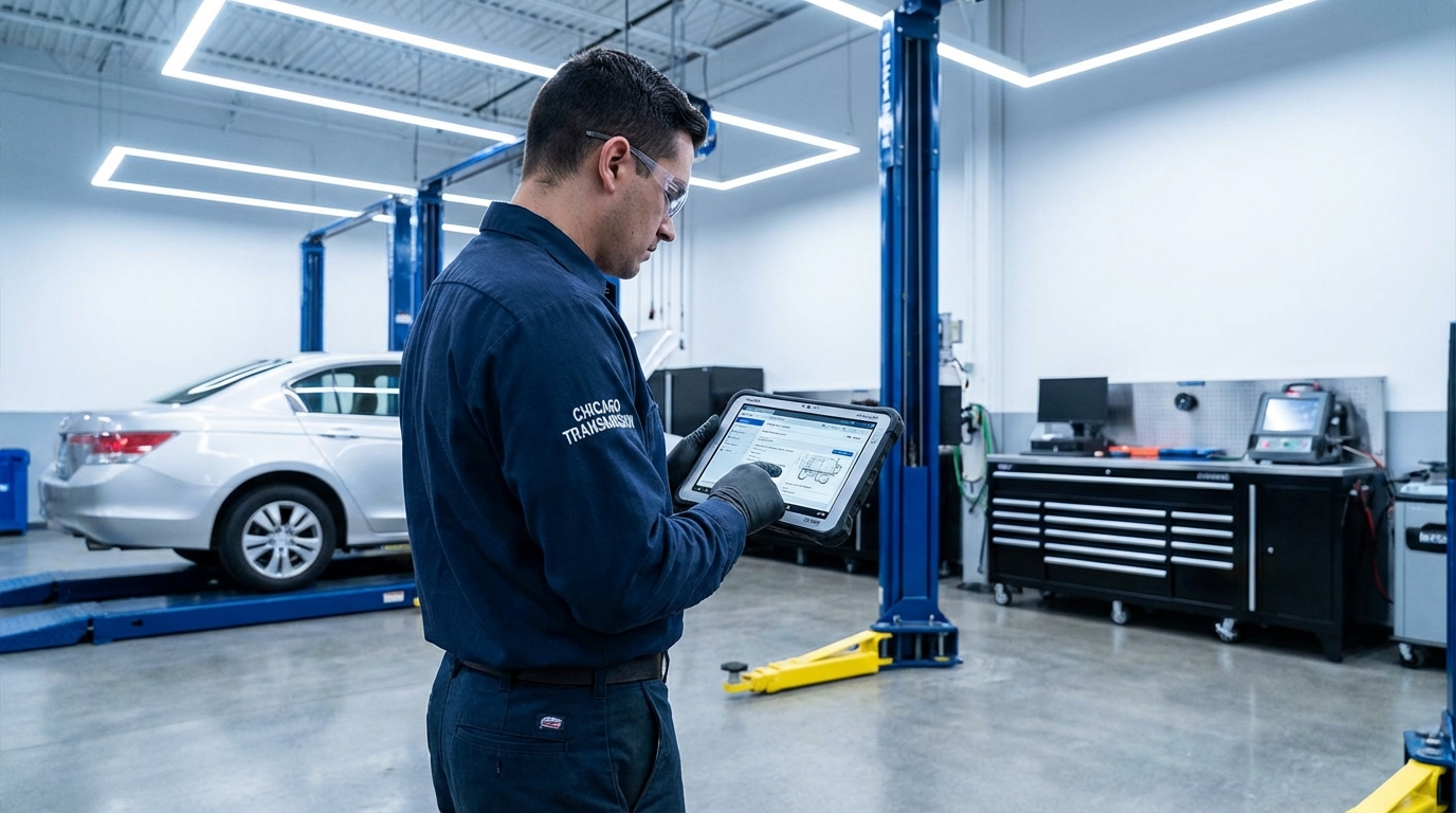 Experienced mechanic servicing Hyundai SONATA transmission - Chicago Transmission