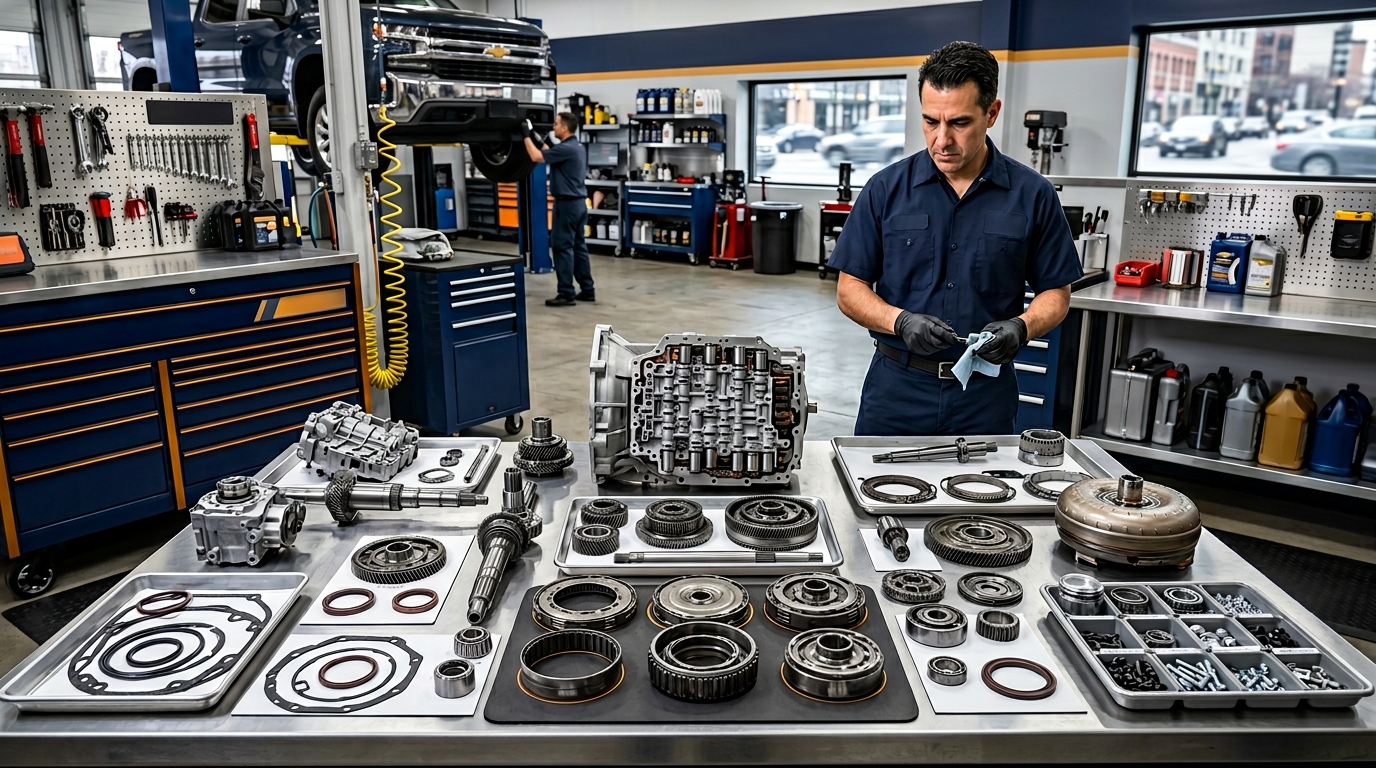 Inside Chicago Transmission's shop in Lincoln Park
