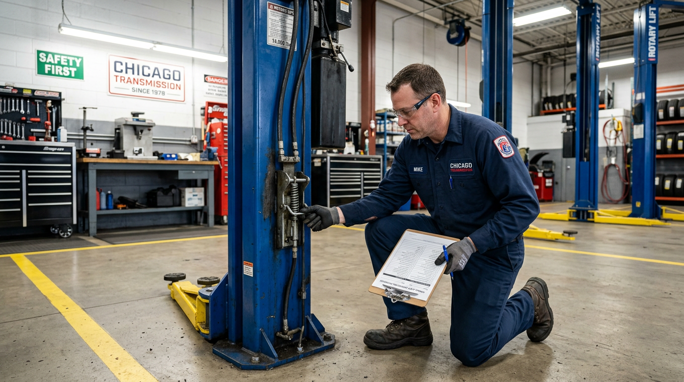 Inside Chicago Transmission's shop in Lincoln Park