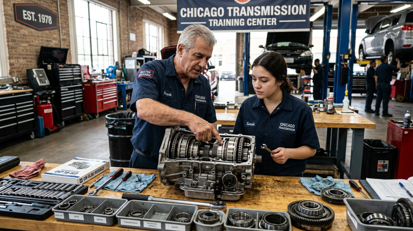 Inside Chicago Transmission's shop in Lincoln Park