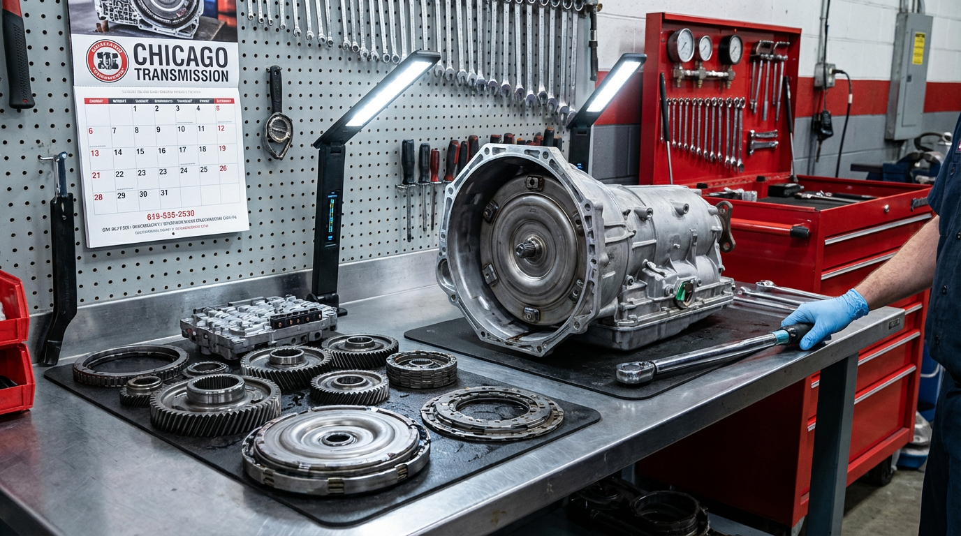 Inside Chicago Transmission's shop in Lincoln Park