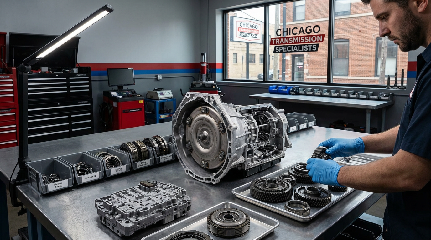 Inside Chicago Transmission's shop in Lincoln Park
