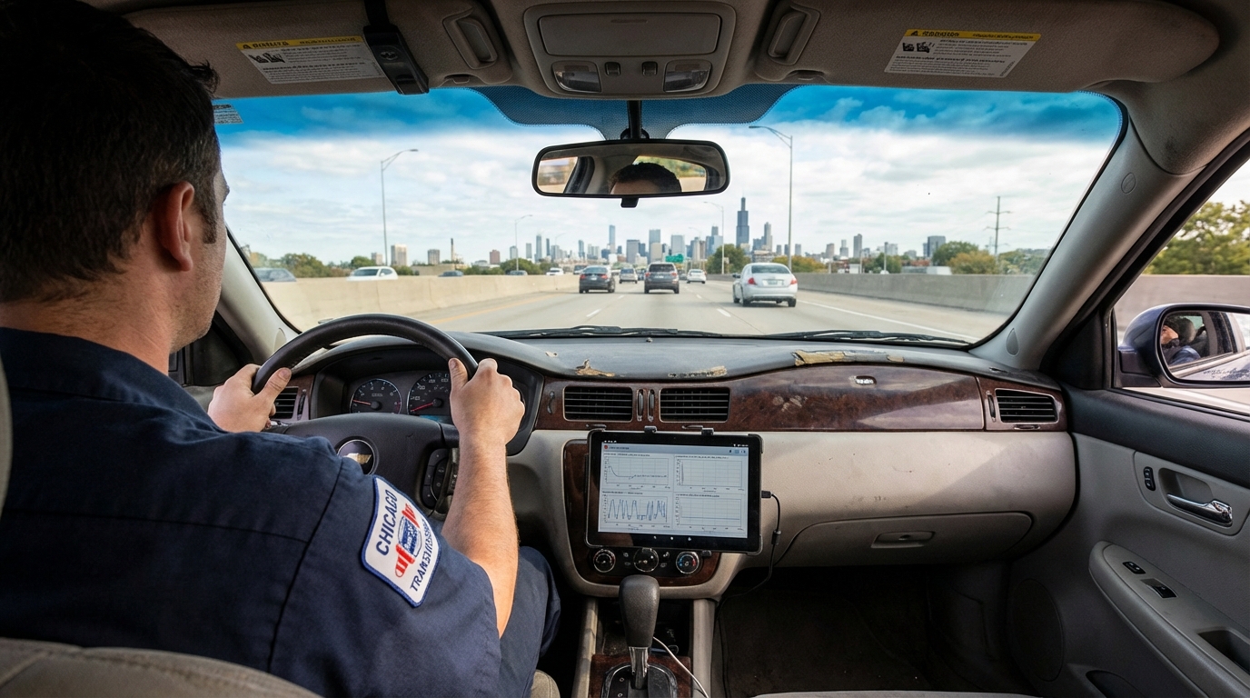Inside Chicago Transmission's shop in Lincoln Park