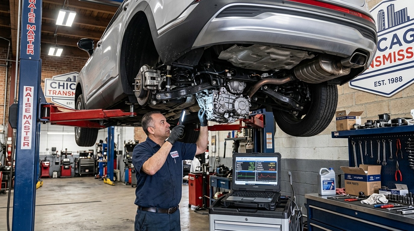 RE0F06A Transmission Repair Chicago CVT Belt, Pulley & Valve Body Diagnosis service photo at Chicago Transmission